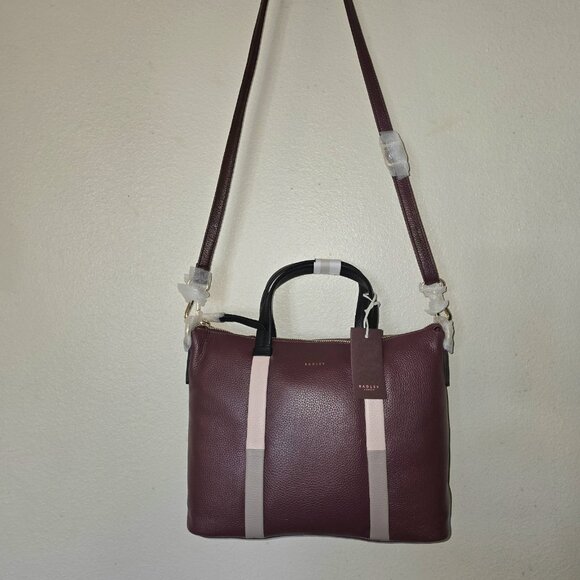 Radley London Waterloo Way Zip-Top Satchel Bag Merlot Burgundy Leather NWT - Picture 4 of 16